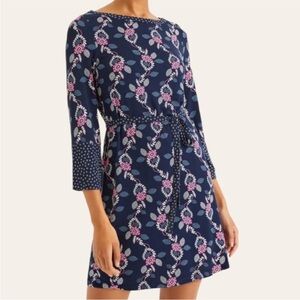 NWT Boden Mixed Print Navy Floral / Polka
Dot Jersey Dress Size 10